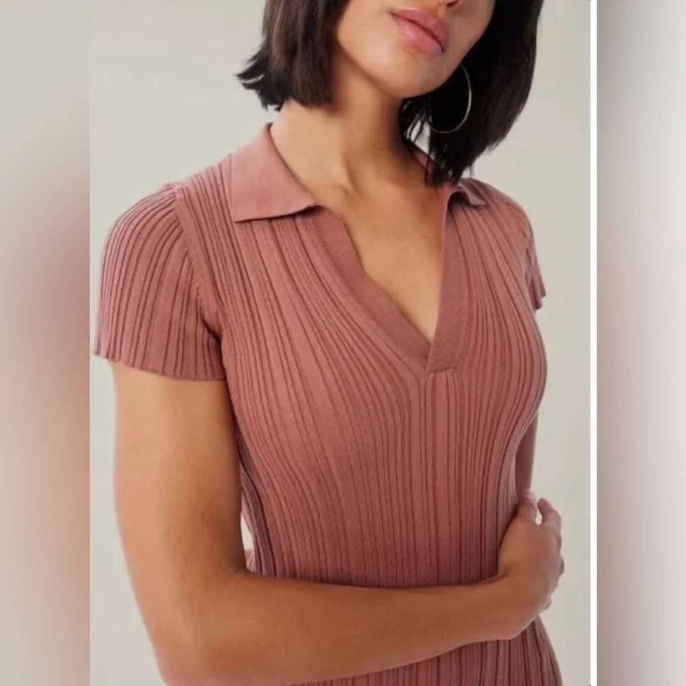 NWT LITA by Ciara ribbed polo dress in cinnamon - Picture 1 of 10
